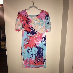 Pink, blue, and cream contrast Mini Dress